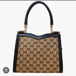 BEBE 🖤🤎 Crystal Agathe Jacquard Crystal medium Satchel Handbag purse bag NWT